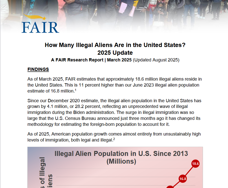 Image of FAIR Report: How Many Illegal Aliens are in the United States? 2025 Update